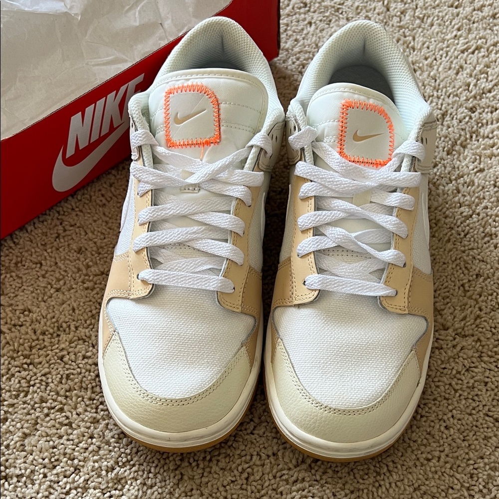 Nike Dunk Low SE White and Tan Sneakers